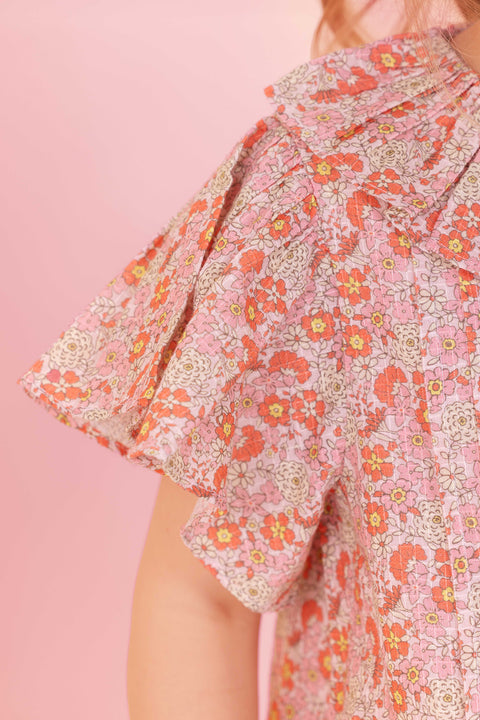 Blouse - Nancy Fleurs Vintage Rose - Image principale