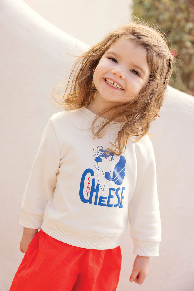 Sweatshirt -Smily Saycheese Ecru Bonton - Image principale