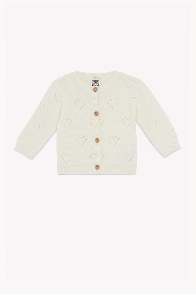 Cardigan - Lilet Coeur Ecru Bonton - Image principale