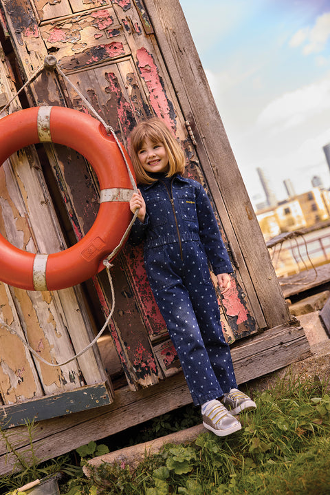 Combinaison - Pompom Denim Cœur Coton - Image principale