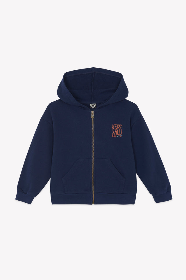 Sweat - Lu bleu nuit imrimé "keep it wild" - Image principale