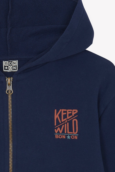 Sweat - Lu bleu nuit imrimé "keep it wild" - Image principale