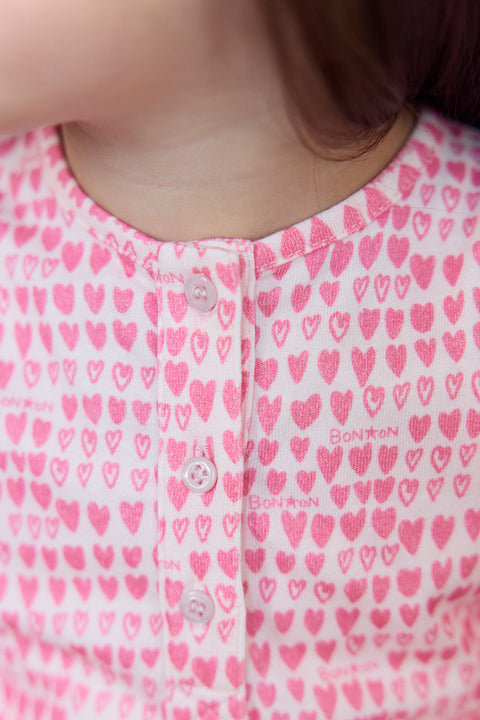 Pyjama - Rose imprimé coeur - Image principale