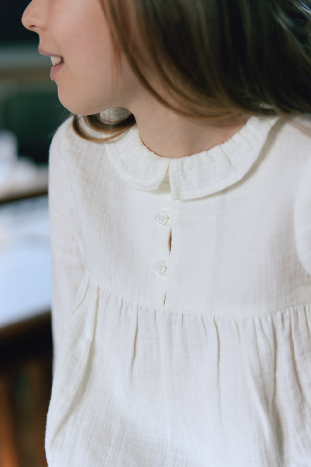 Blouse - Monocle beige en double gaze de coton - Image principale