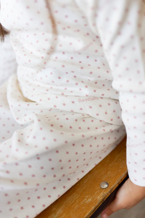 Ensemble - pyjama 2 pièces rose Bébé en coton imprimé étoiles - Image principale