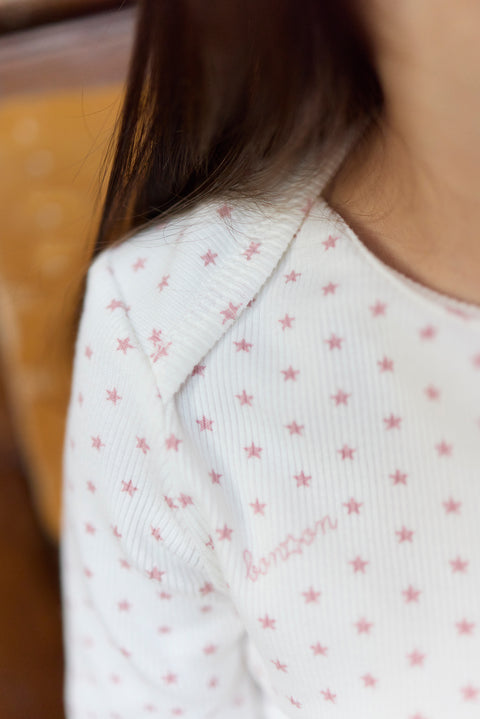 Ensemble - pyjama 2 pièces rose Bébé en coton imprimé étoiles - Image principale