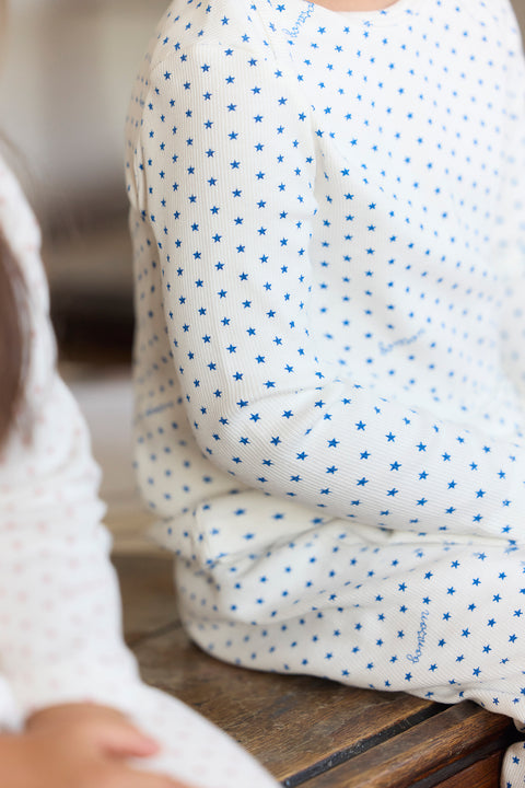 Ensemble - pyjama 2 pièces bleu Bébé en coton imprimé étoiles - Image principale