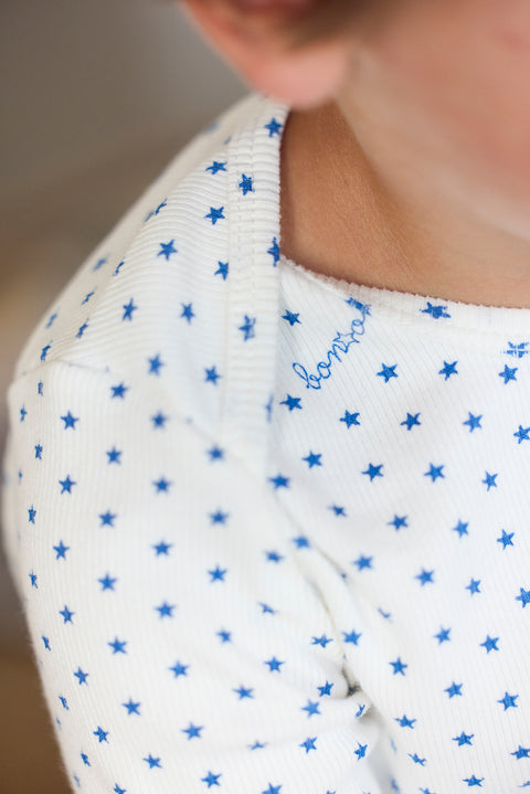 Ensemble - pyjama 2 pièces bleu Bébé en coton imprimé étoiles - Image principale