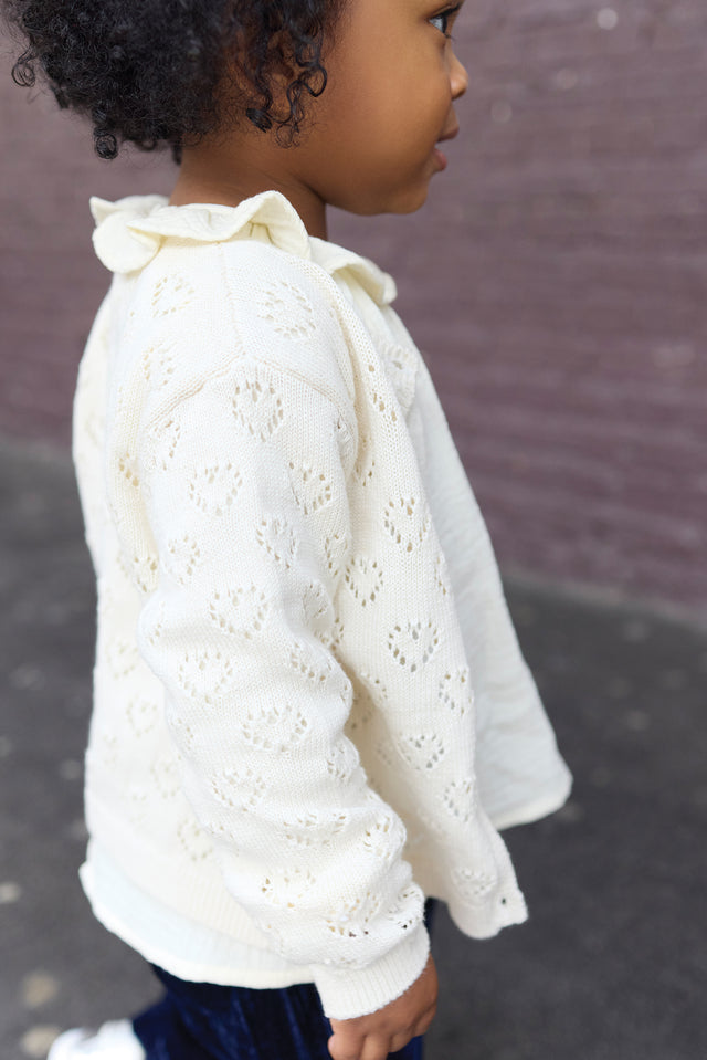 Cardigan - Naissance beige cœurs ajouré - Image principale