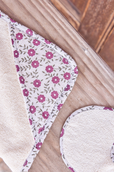 Sortie bain et Bavoir - Prune - Image principale