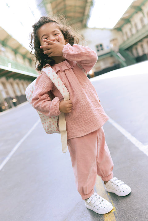 Pantalon - Biscotte en velours rose clair - Image principale