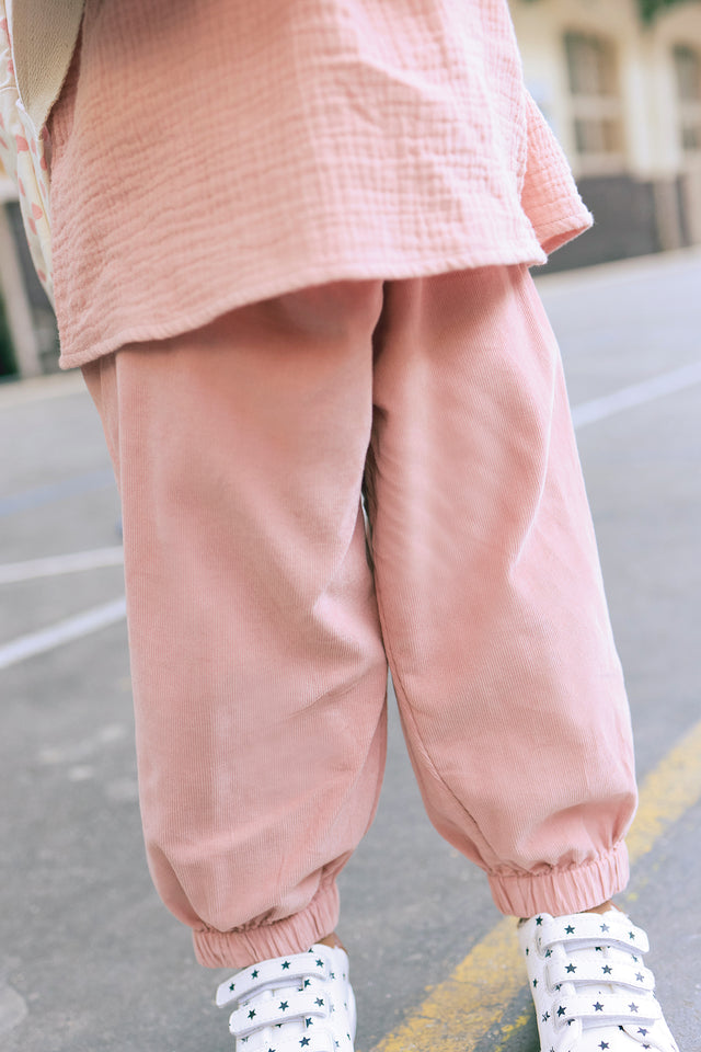 Pantalon - Biscotte en velours rose clair - Image principale