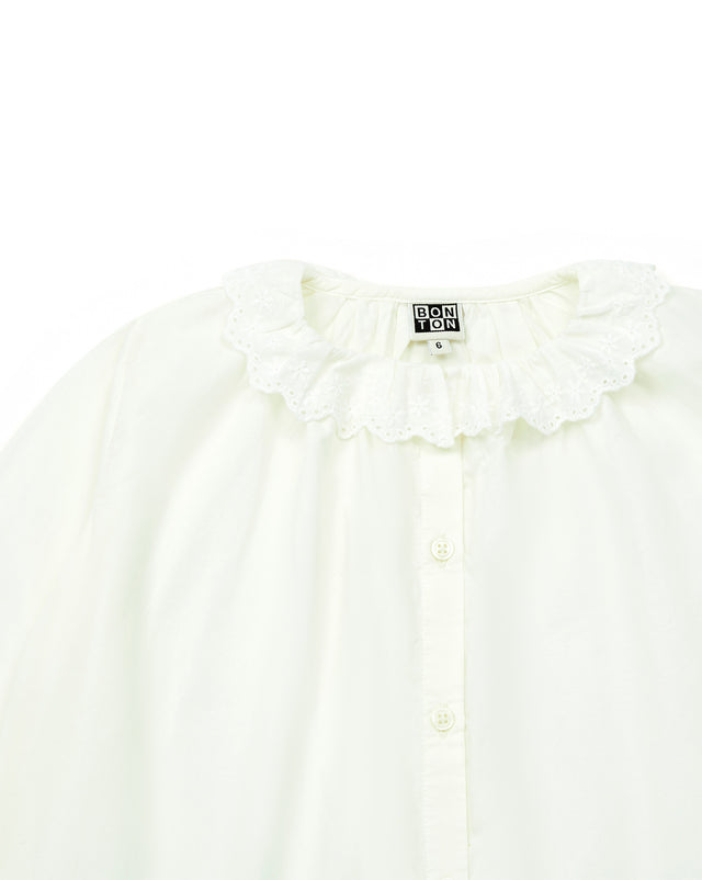 Blouse - Long sleeves in Poplin gentle Girl embroidery Collar - Image alternative