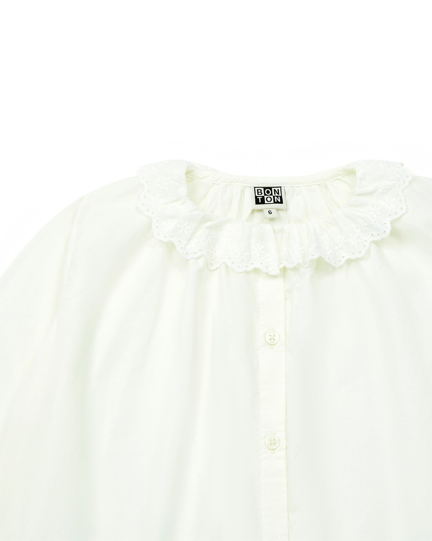 Blouse - Long sleeves in Poplin gentle Girl embroidery Collar