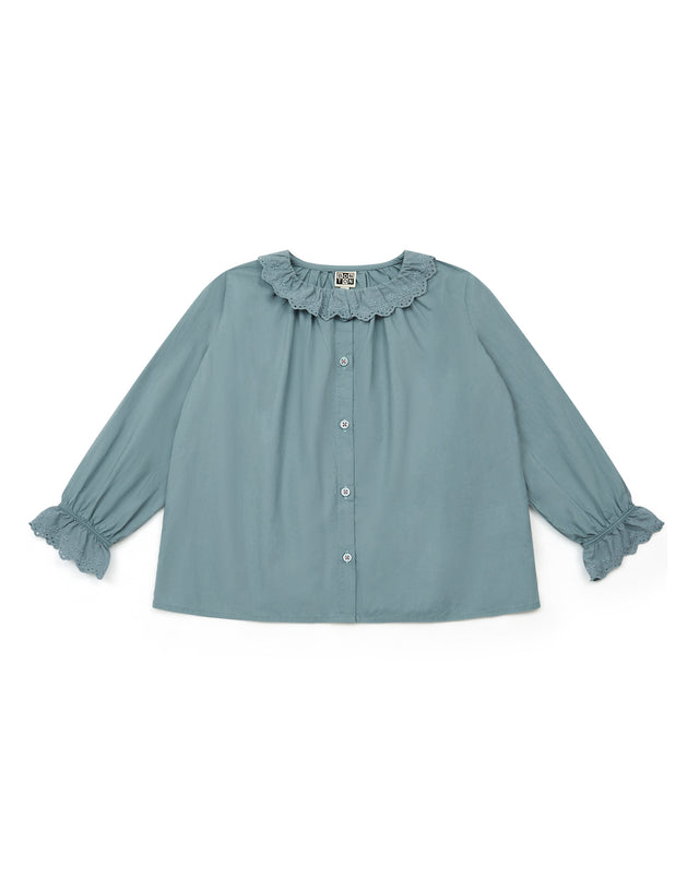 Blouse - Long sleeves in Poplin gentle Girl embroidery Collar - Image principale