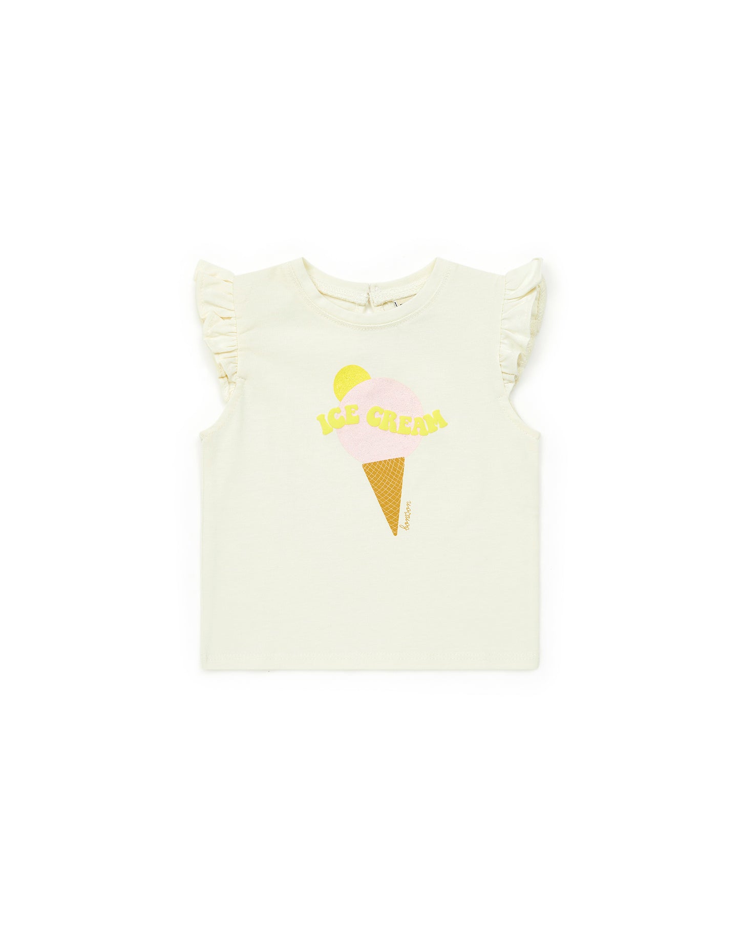 T-shirt - bébé fille en coton biologique imprimé Ice cream manches volantées