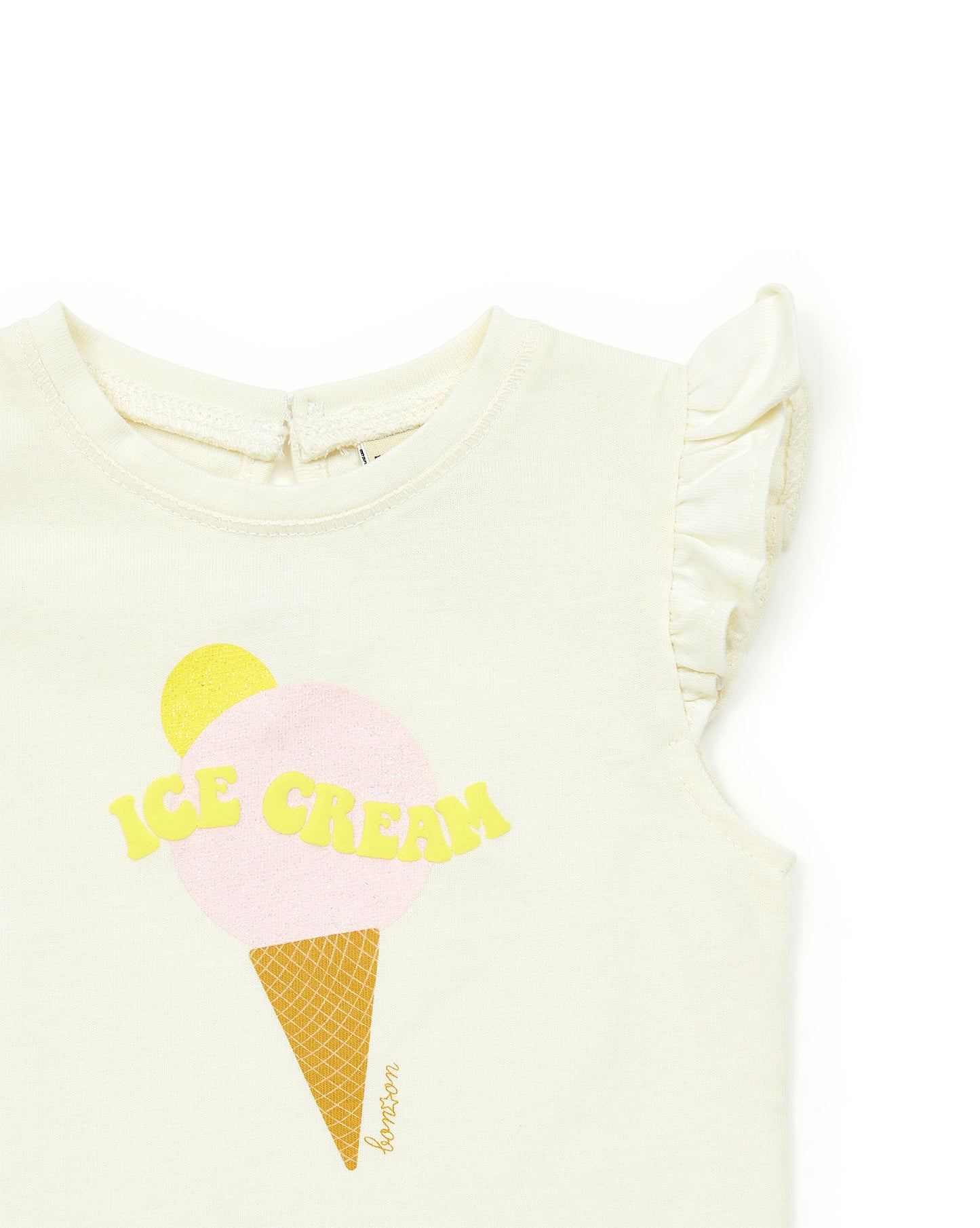 T-shirt - bébé fille en coton biologique imprimé Ice cream manches volantées