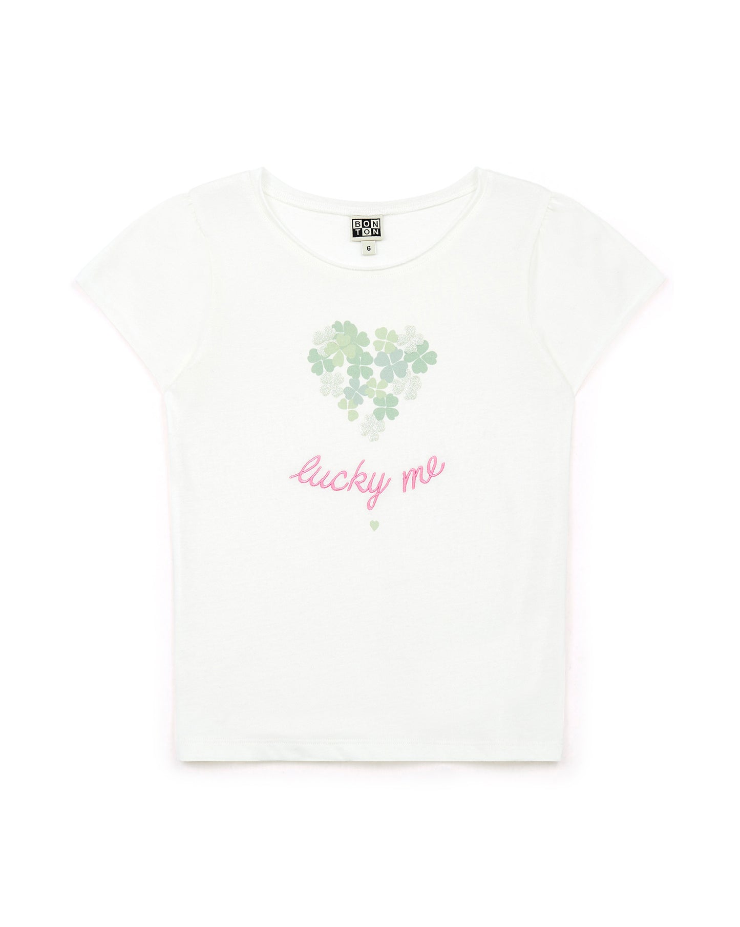 T -shirt - Print Lucky me Girl 100% organic cotton