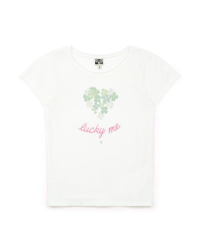 T -shirt - Print Lucky me Girl 100% organic cotton - Image principale