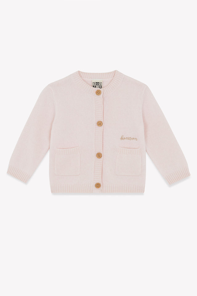 Cardigan - Rose Bébé 100% cachemire - Image principale