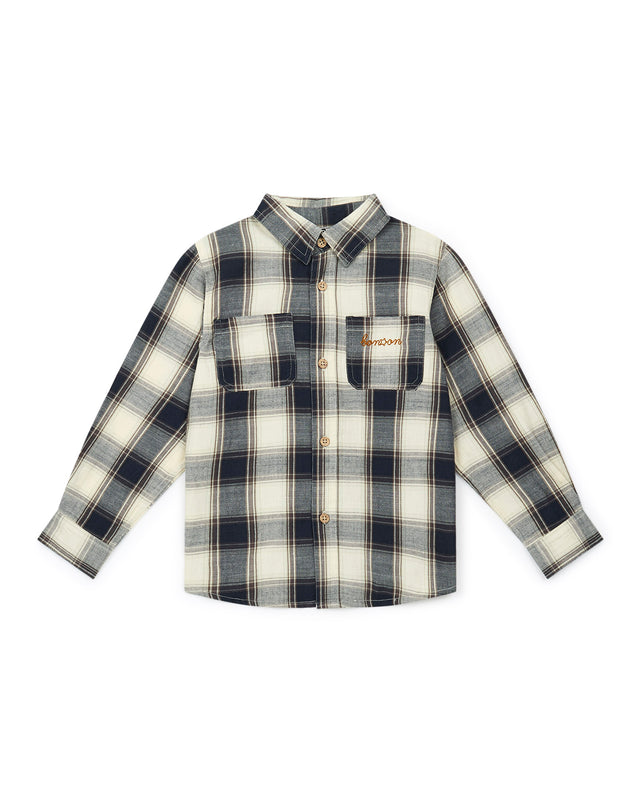 Shirt - Boy faded fine canvas Check 100% cotton - Image principale