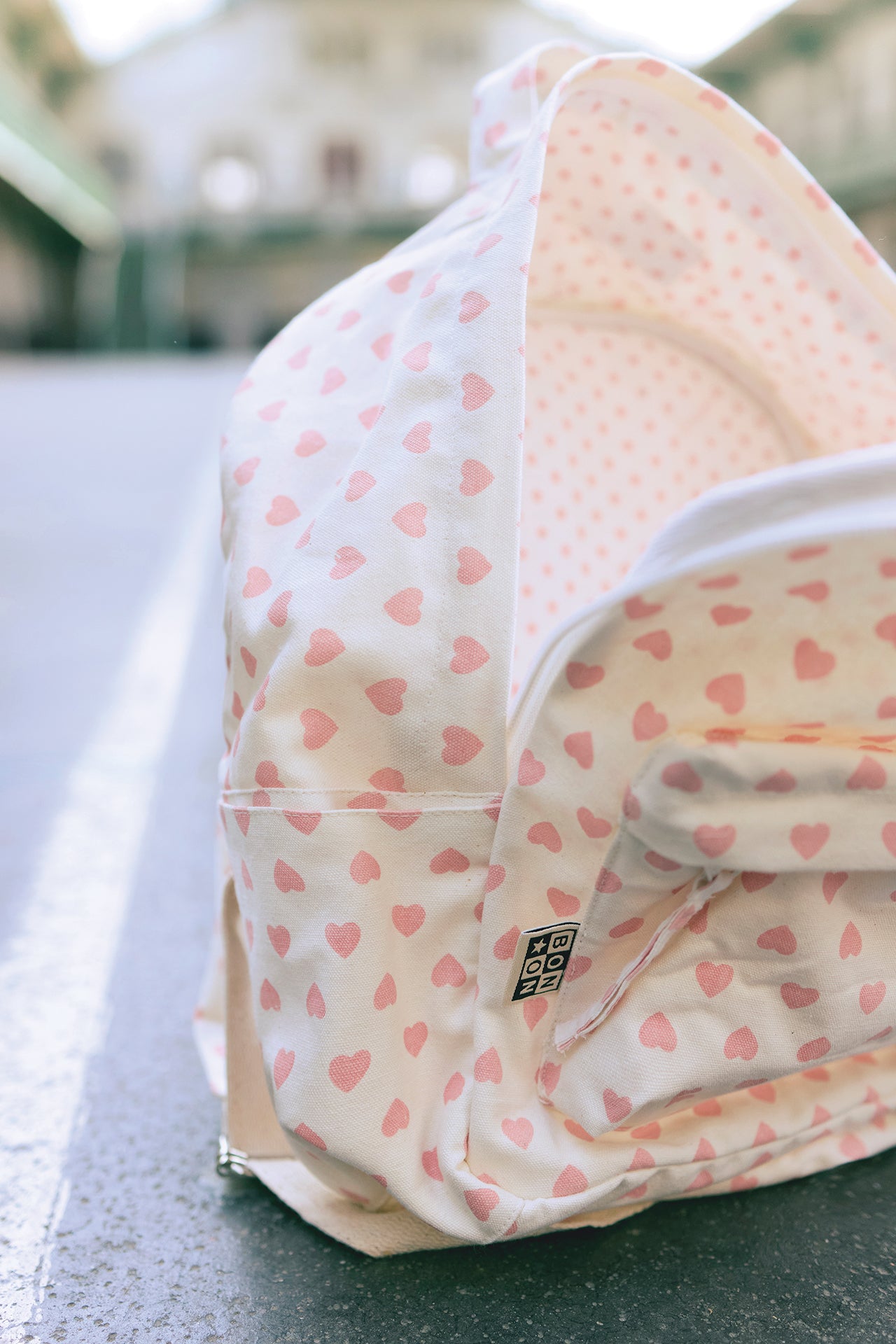 Sac à dos - cœur rose en toile 100% coton