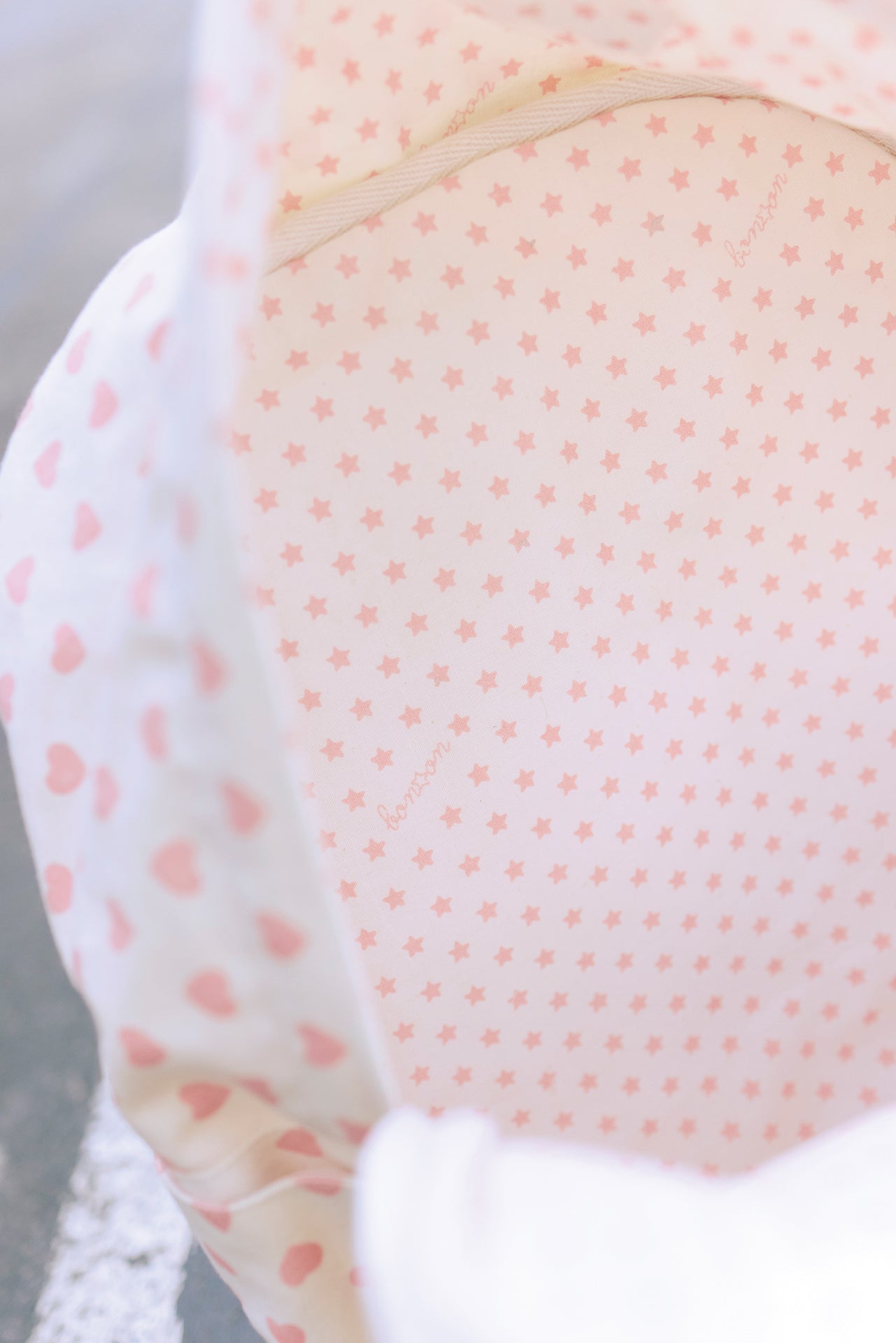 Sac à dos - cœur rose en toile 100% coton