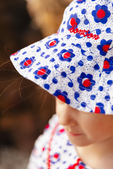 Chapeau - Etretat bleu voile de coton imprimé - Image principale