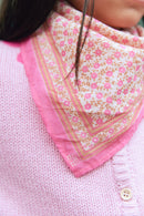 Scarf - Foulfleur Pink flowery 50cm