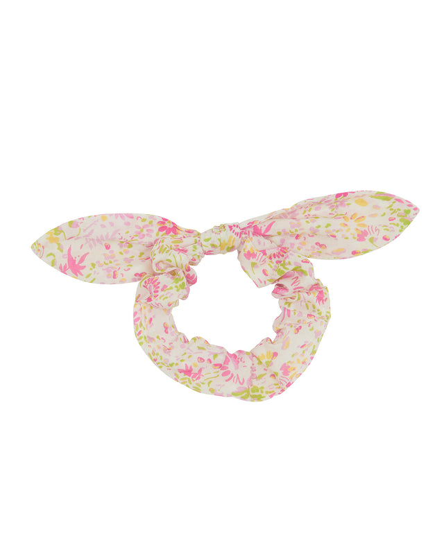 Chouchou - noeud fleurs voile de coton - Image principale