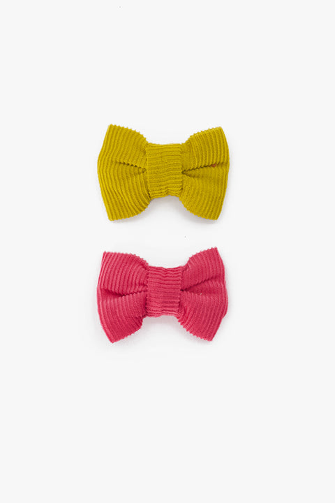 Lot de 2 barrettes - Rose et jaune en velours - Image principale