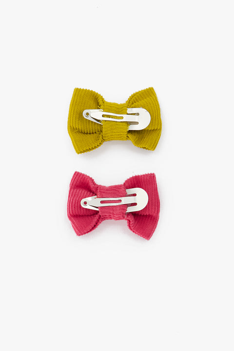 Lot de 2 barrettes - Rose et jaune en velours - Image principale