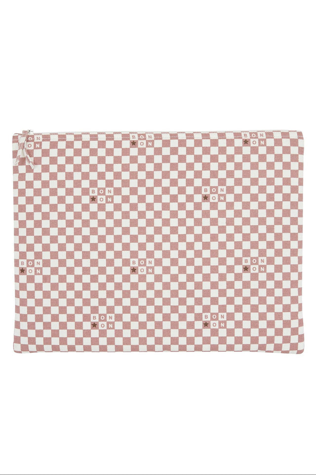 Pochette ordinateur - Sacha damier rose - Image principale