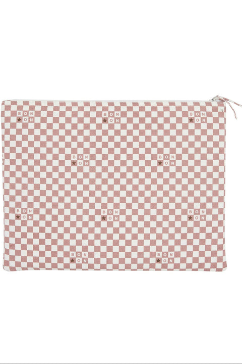 Pochette ordinateur - Sacha damier rose - Image principale
