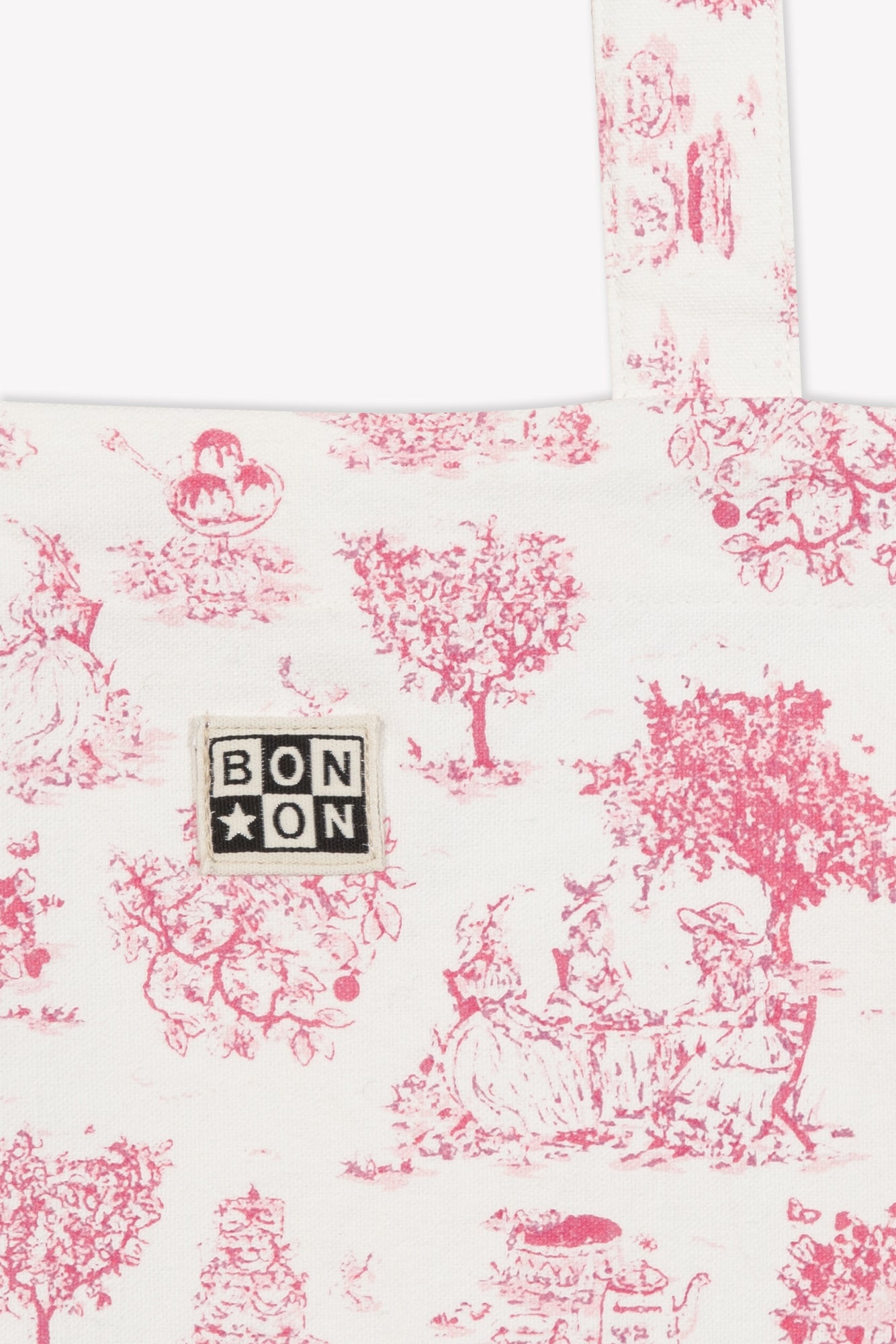 BOOK BAG - AMY Pink cotton canvas Printe Jouy