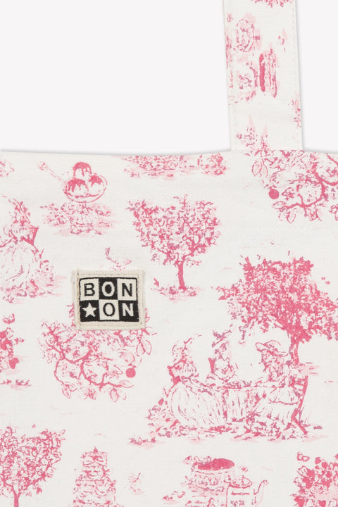 BOOK BAG - AMY Pink cotton canvas Printe Jouy - Image principale