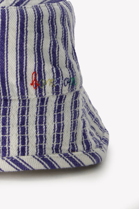 Bob - Ascot bleu twill de coton imprimé rayure - Image principale