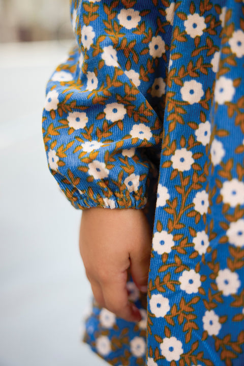 Robe - Dada bleu imprimé fleuri - Image principale