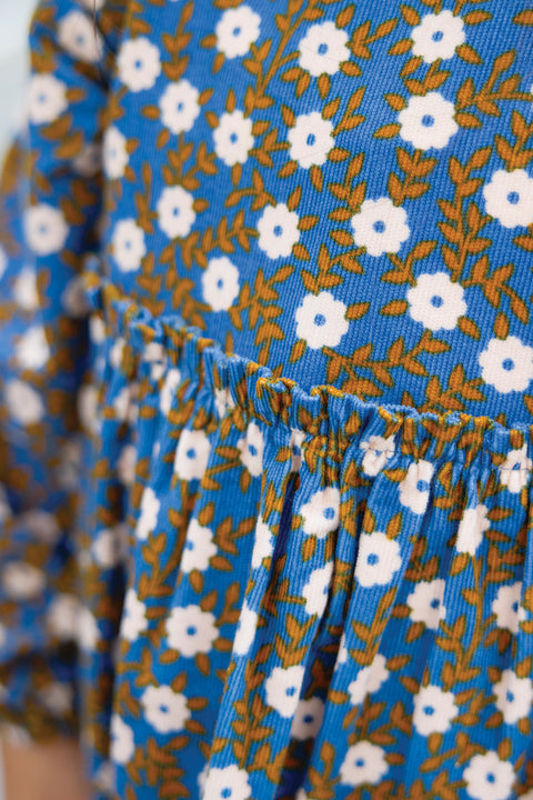 Robe - Dada bleu imprimé fleuri - Image principale