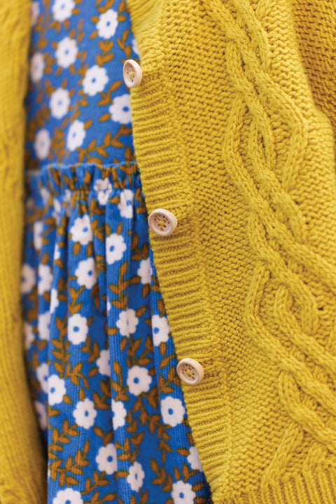 Cardigan - Bernard en tricot torsadé jaune - Image principale