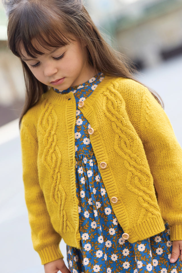 Cardigan - Bernard en tricot torsadé jaune - Image principale