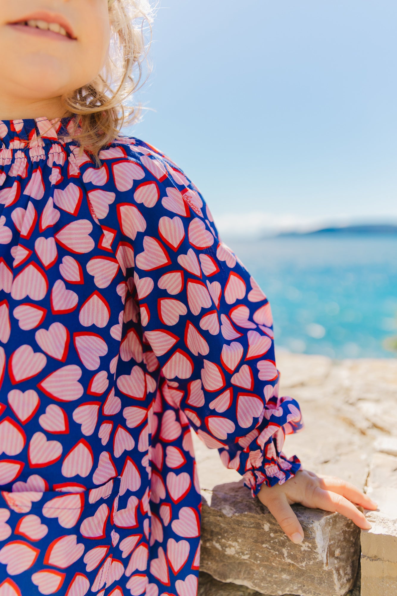 Robe - Dahli bleue Bébé popeline de coton imprimée