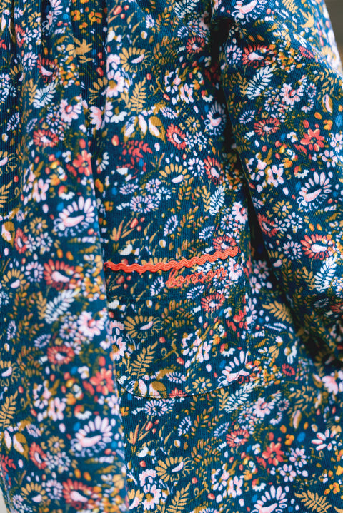 Robe - Dada marine fleuri en velours - Image principale