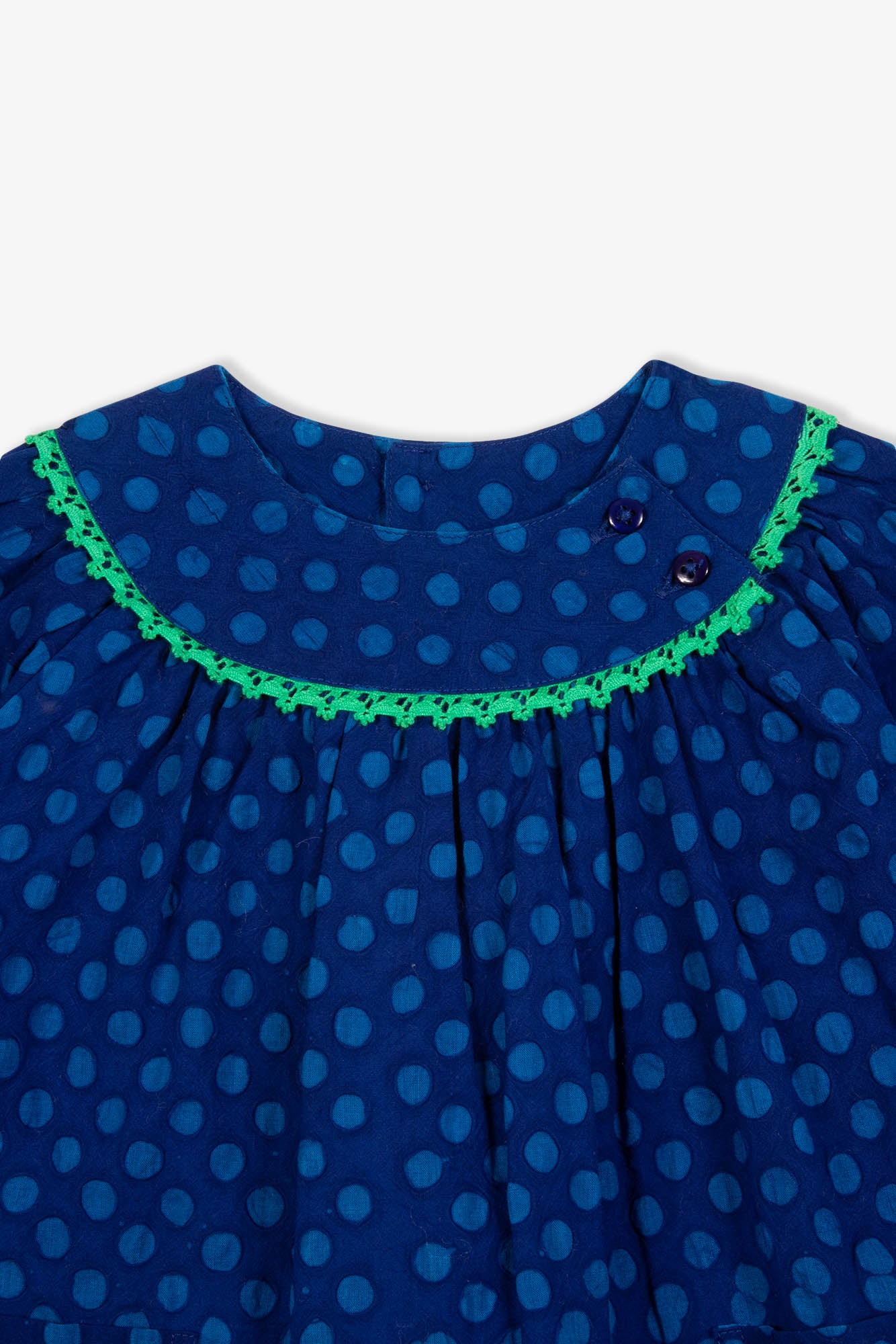 Robe - Dada bleue Bébé popeline de coton pois