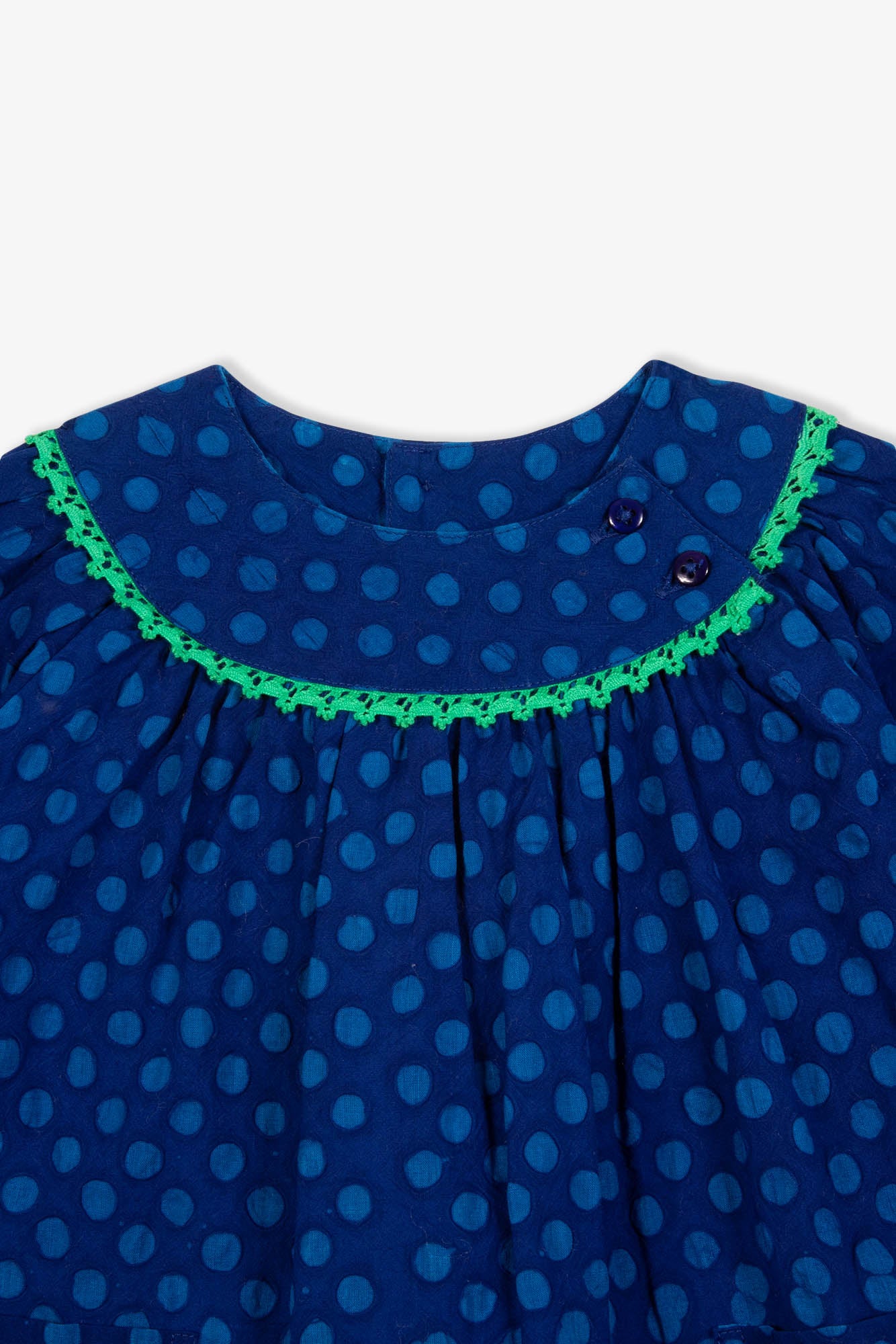 Robe - Dada bleue Bébé popeline de coton pois