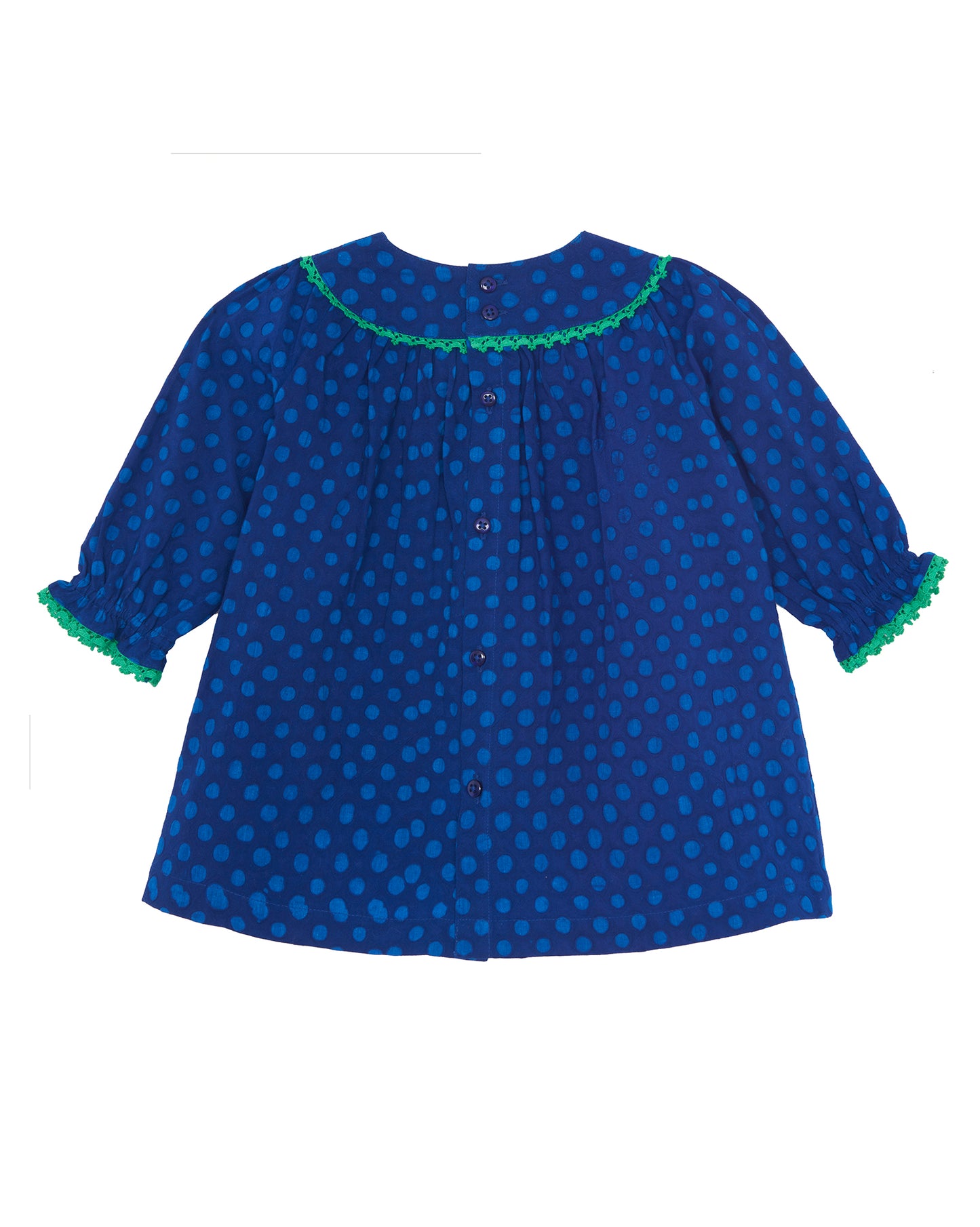 Robe - Dada bleue Bébé popeline de coton pois