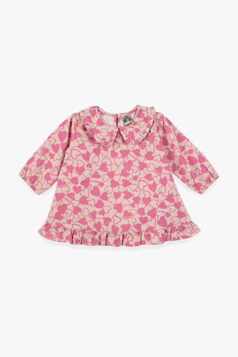 Robe - Joset rose imprimé cœur - Image principale