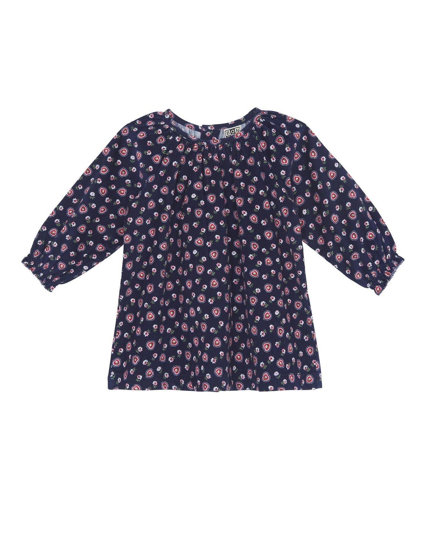 Robe - Frostie bleue bébé en velours imprimé cœurs