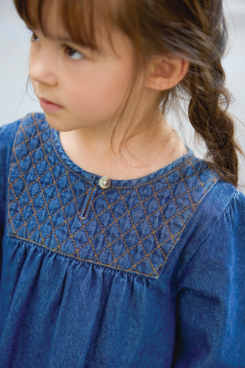 Robe - Dragée chambray bleu matelassé - Image principale