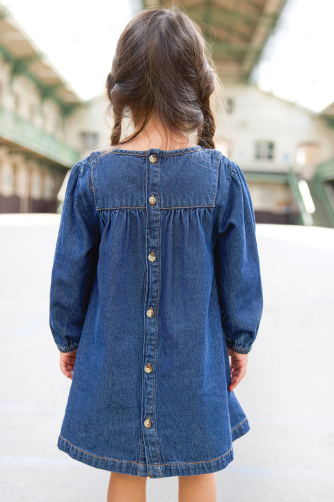 Robe - Dragée chambray bleu matelassé - Image principale